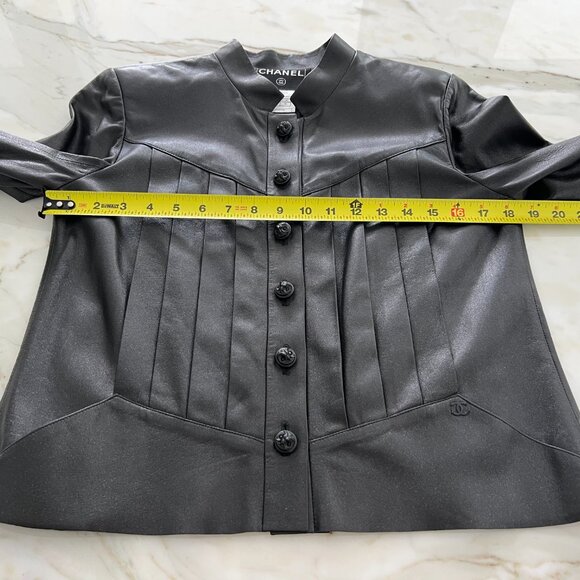 CHANEL 02 CC BLACK LEATHER JACKET SIZE FR 36 / US 4 - Picture 8 of 15